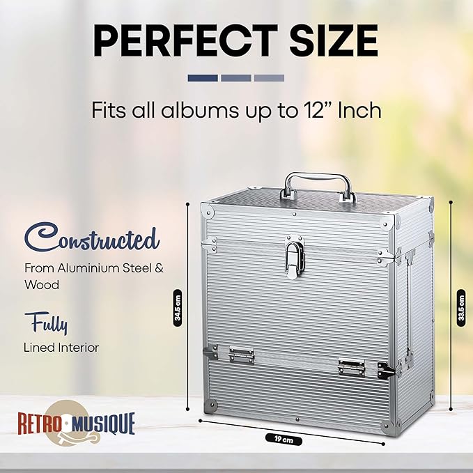 12 inch Aluminum LP Vinyl Case with 40 PP sleeves, Silver