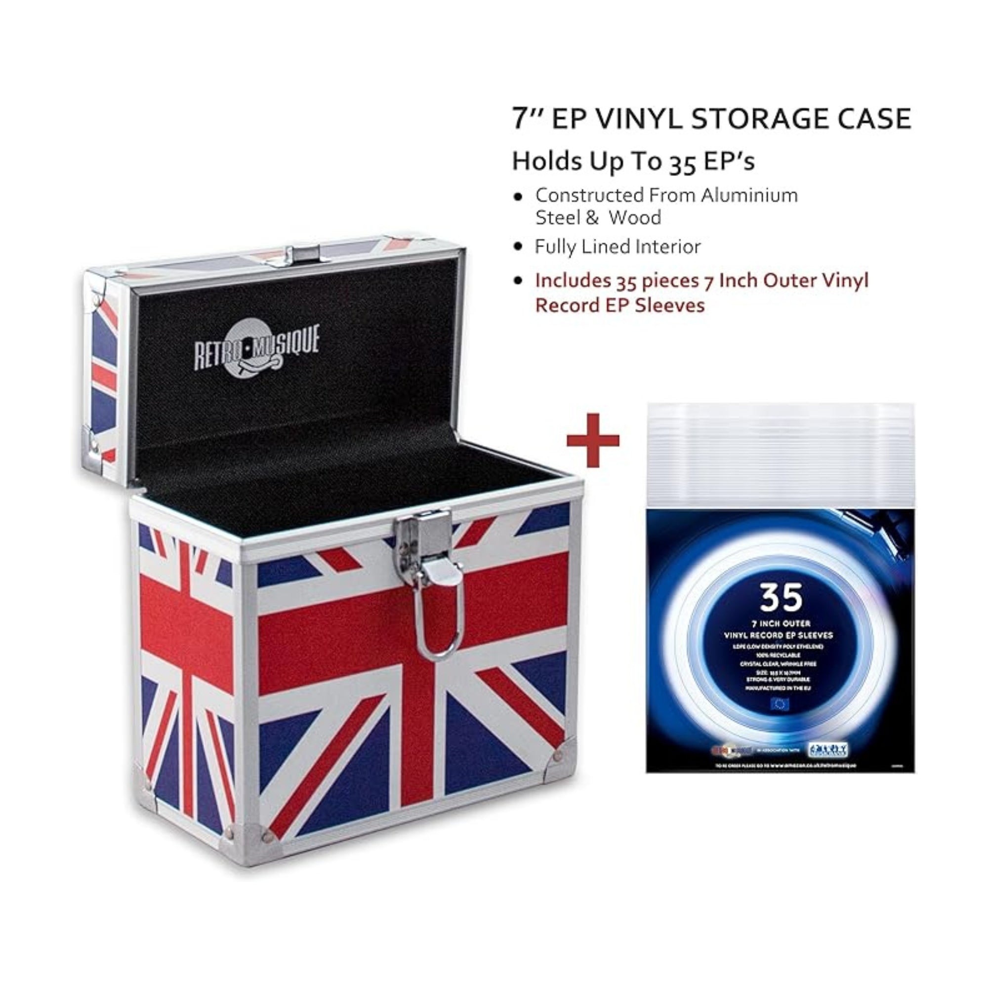 7 inch Aluminium EP Vinyl Case with 35 PP sleeve - UK Pattern