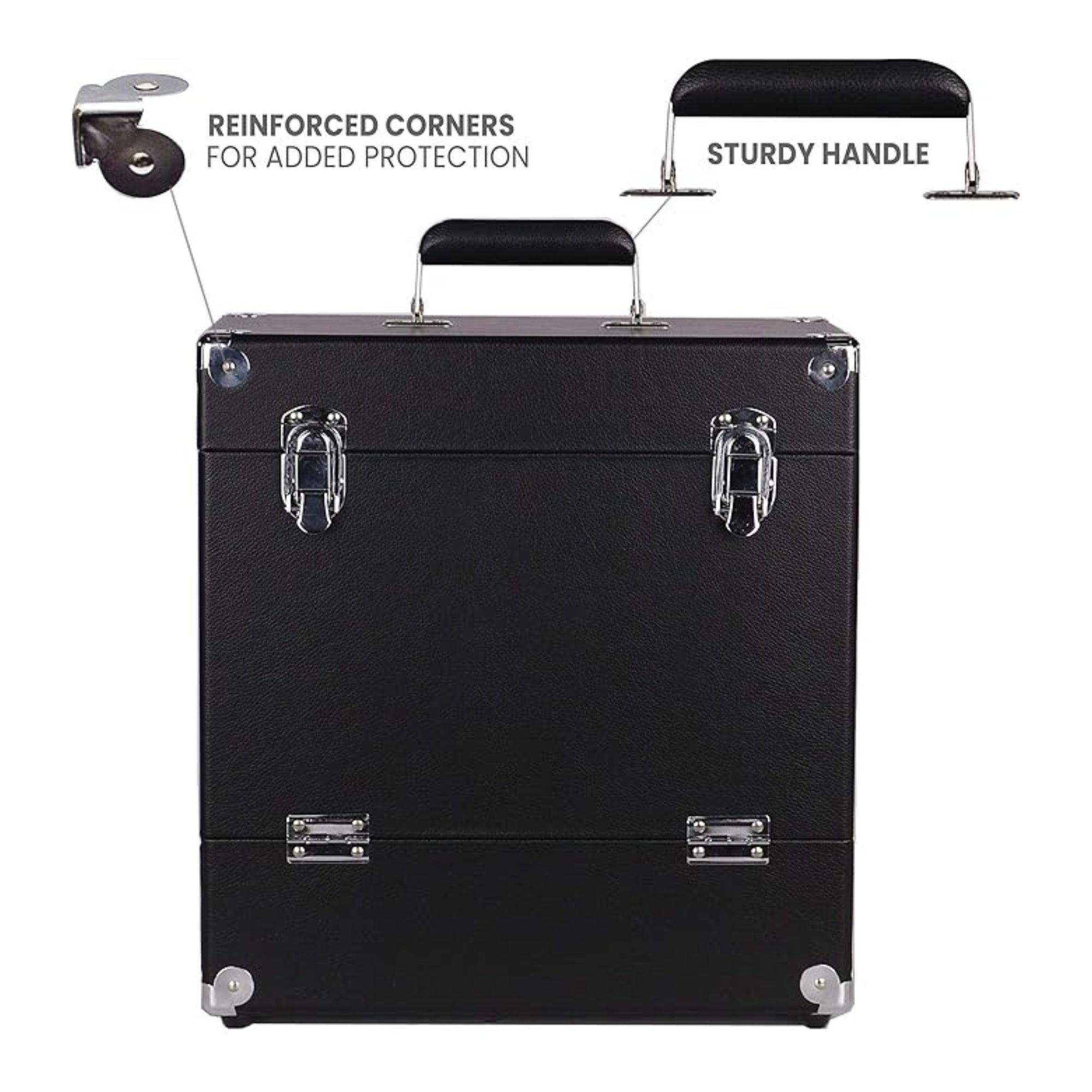 12 Inch PU Wooden LP Vinyl Case with 40 PP sleeve, Black
