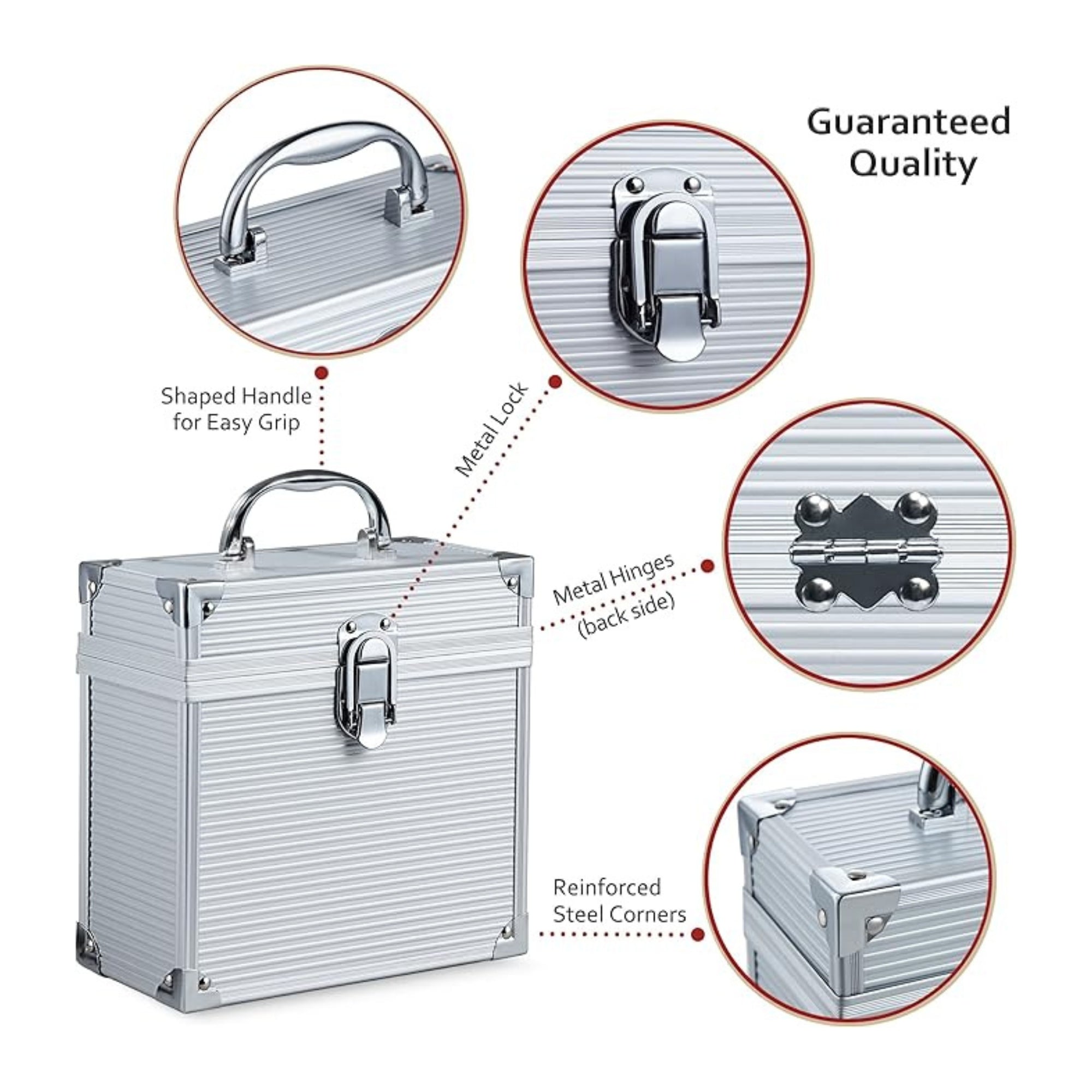 12 & 7 inch Aluminium LP & EP Vinyl Cases with 40 & 35 PP sleeves, Silver