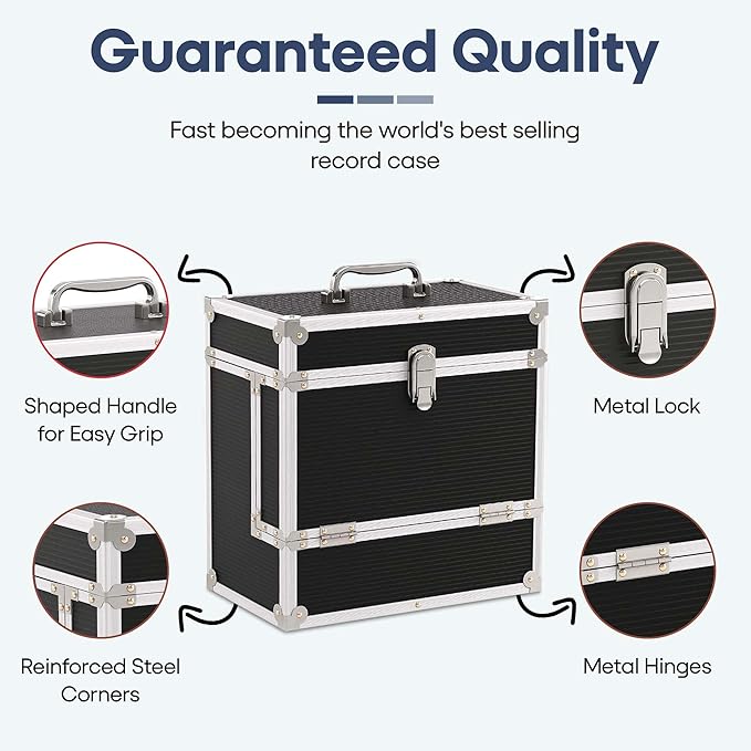 12 inch Aluminium LP Vinyl Case with 40 PP sleeves, Black