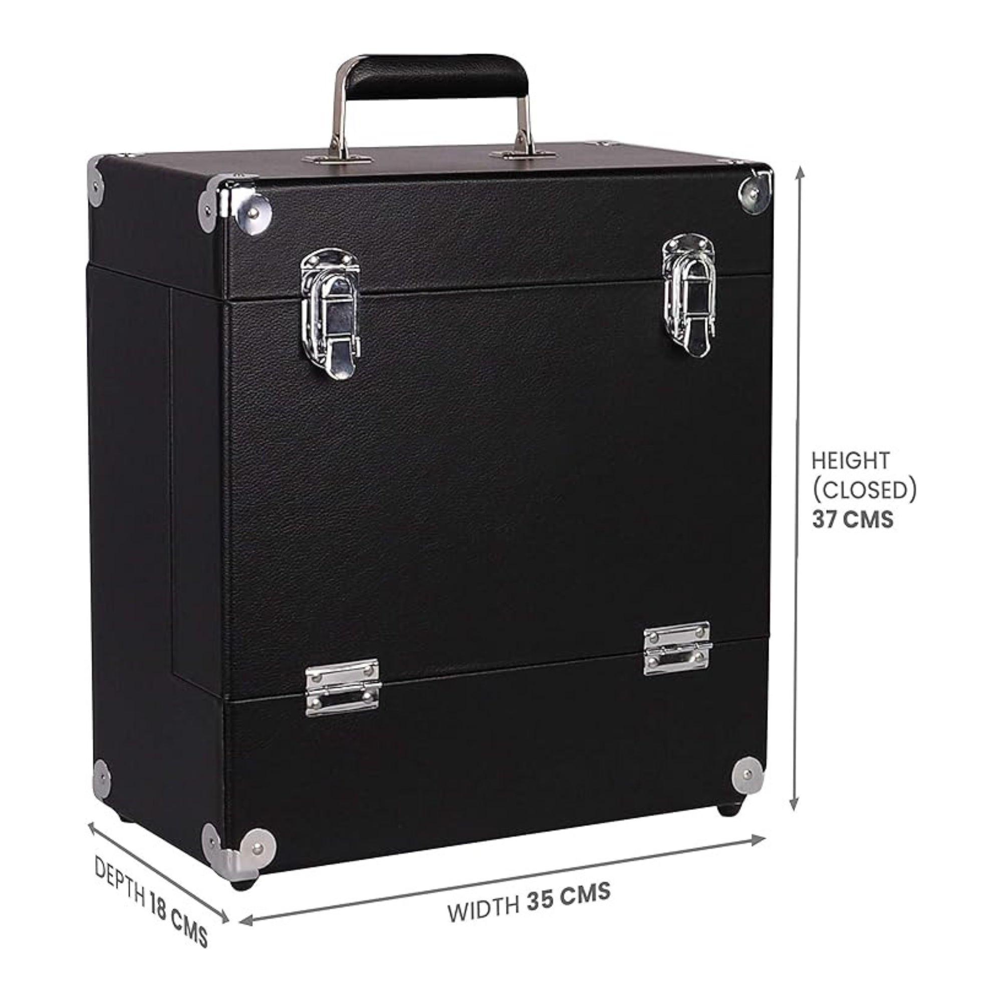12 Inch PU Wooden LP Vinyl Case with 40 PP sleeve, Black