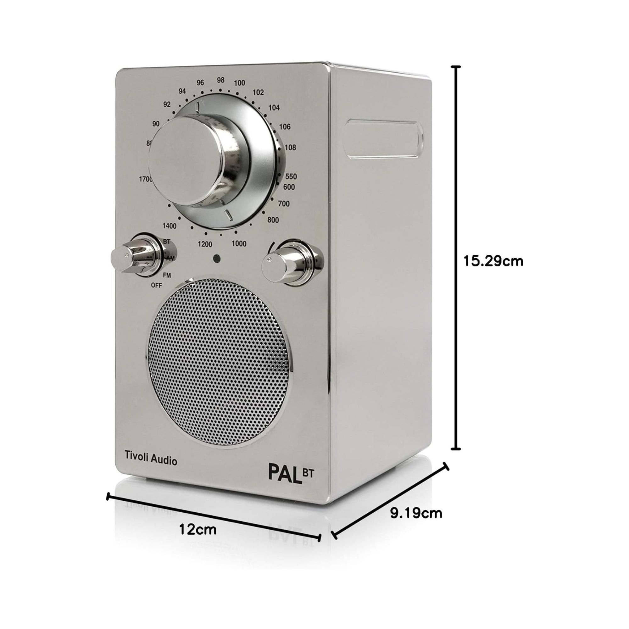 Tivoli Audio - Pal Portable FM AM Radio with Bluetooth - Chrome