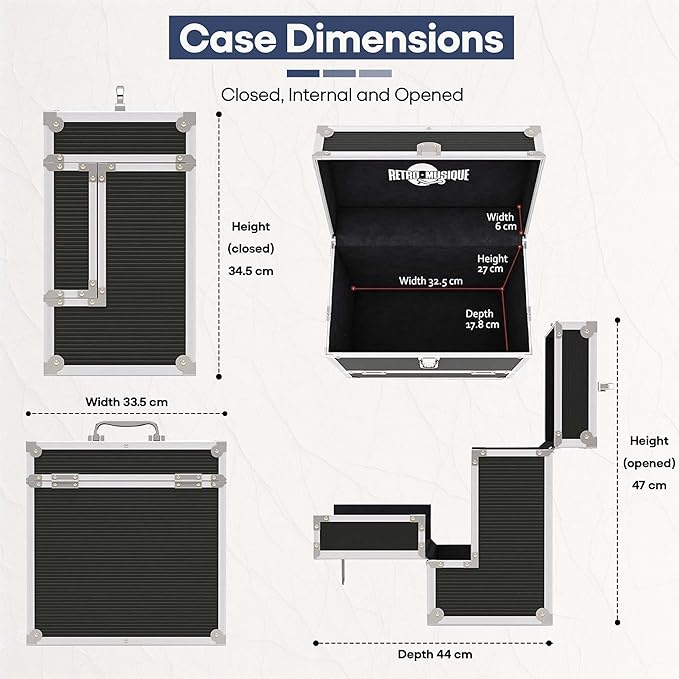 12 inch Aluminium LP Vinyl Case with 40 PP sleeves, Black