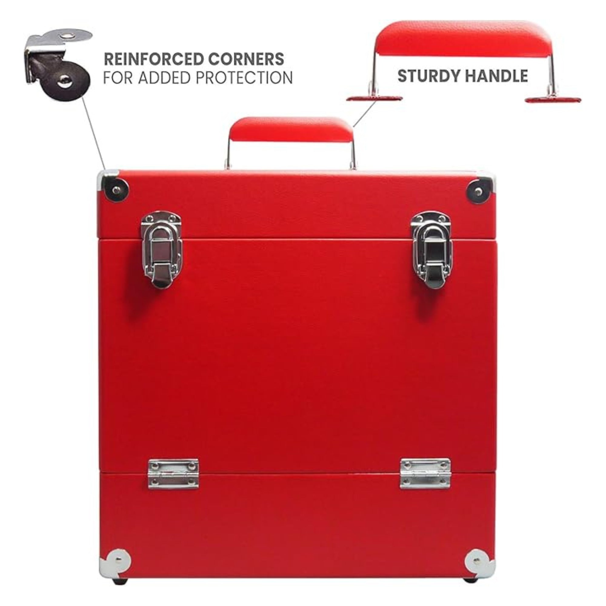 12 inch PU Wooden LP Vinyl Case with 40 PP sleeve, Red