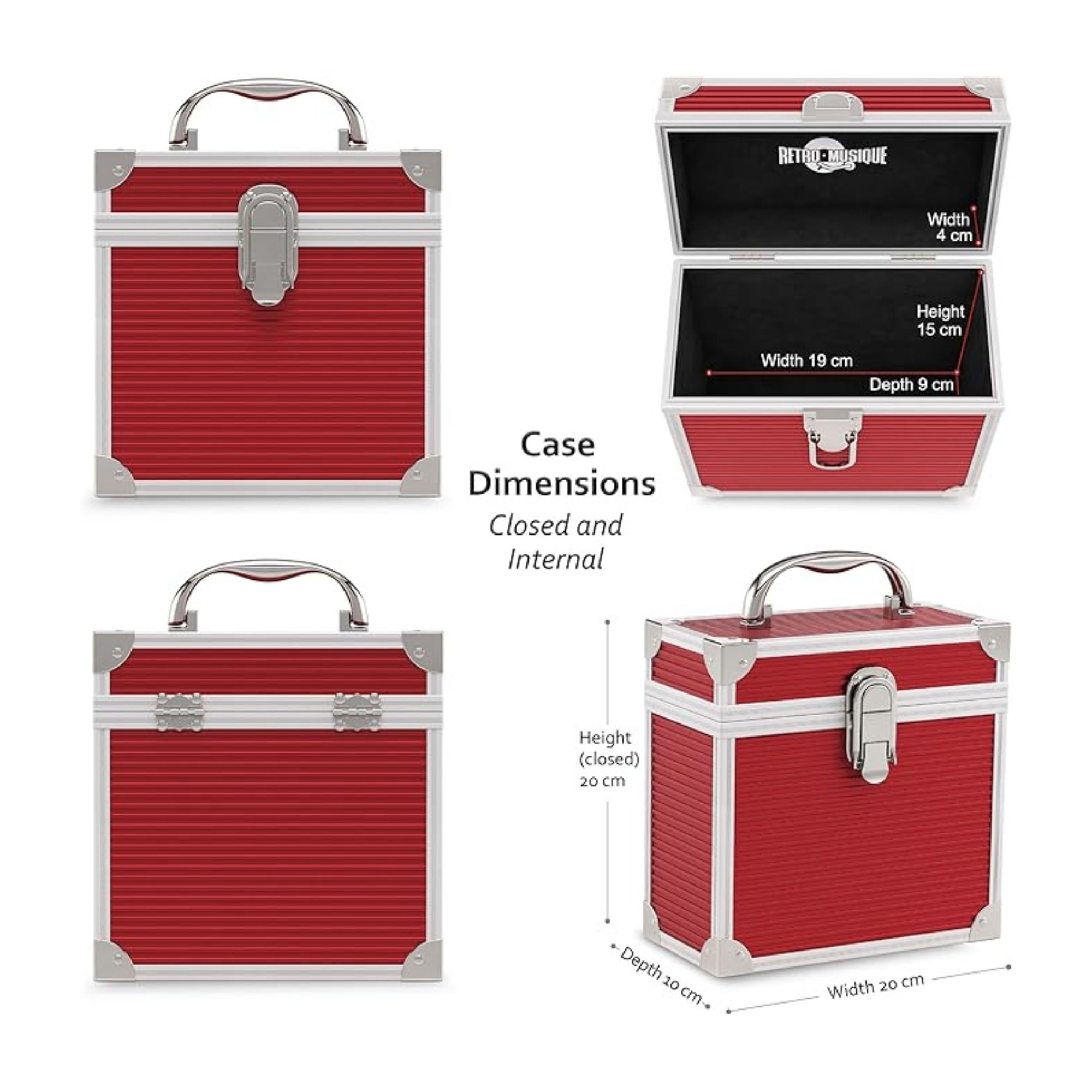 12 & 7 inch Aluminium LP & EP Vinyl Case with 40 & 35 PP sleeves, Red
