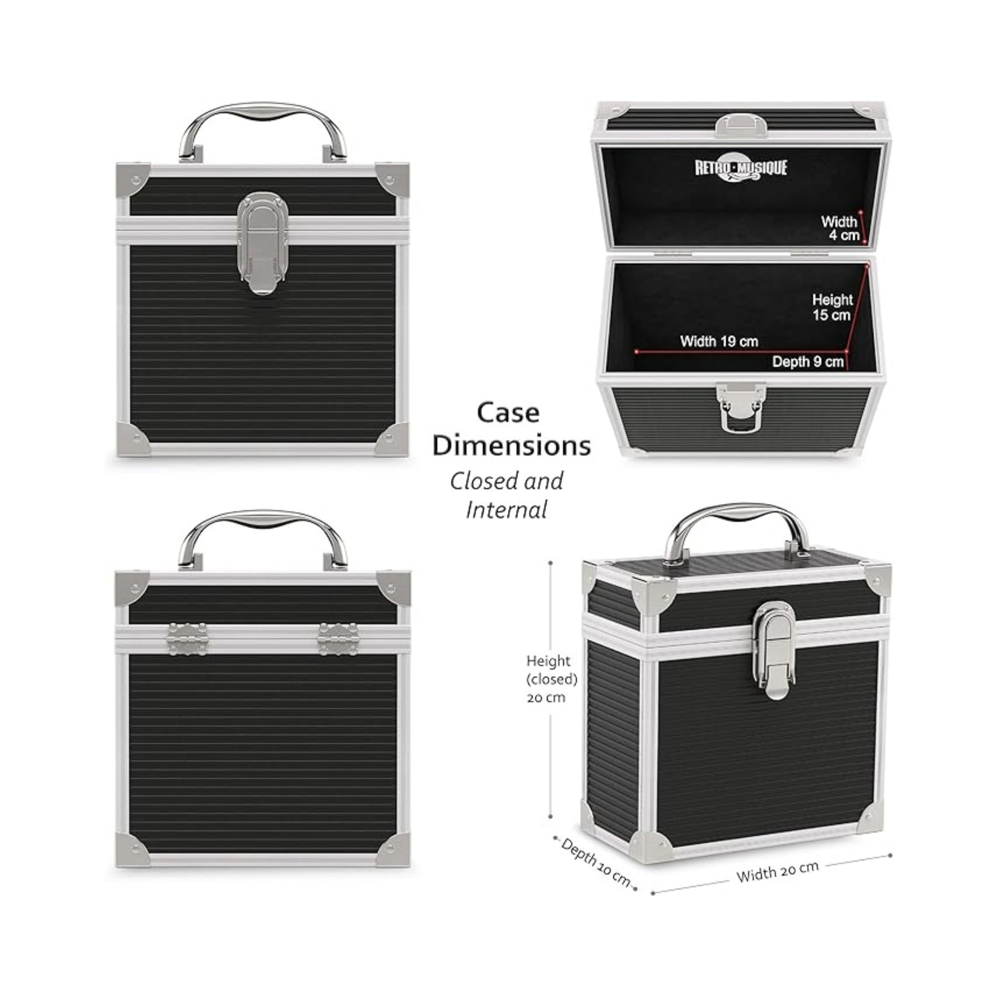 12 & 7 inch Aluminium LP & EP Vinyl Cases with 40 & 35 PP sleeves, Black
