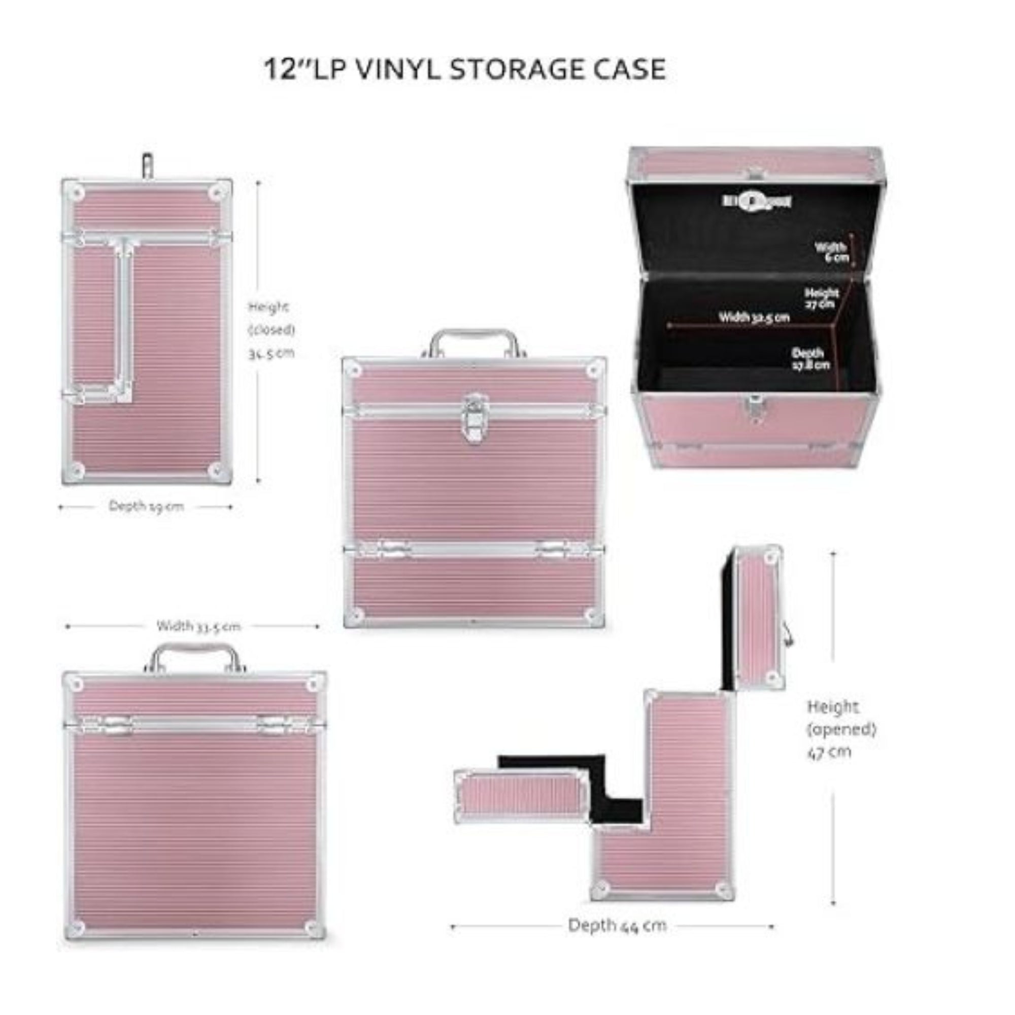 12 & 7 inch Aluminium LP & EP Vinyl Case with 40 & 35 PP sleeves, Rose Gold