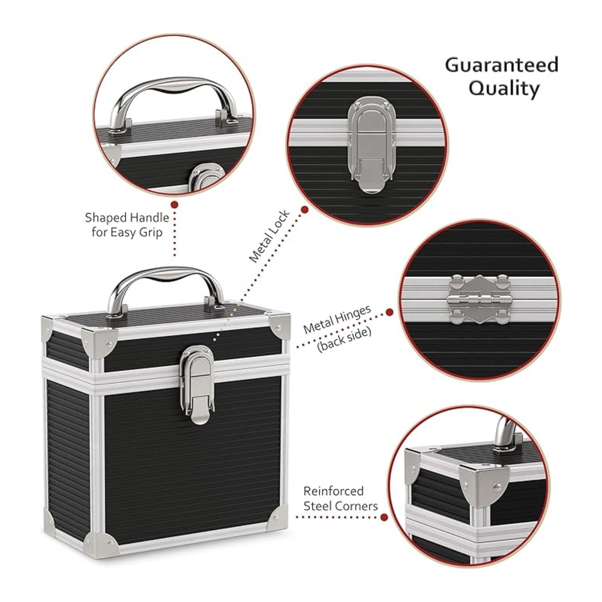 7 inch Aluminium EP Vinyl Case with 35 PP sleeve - Black