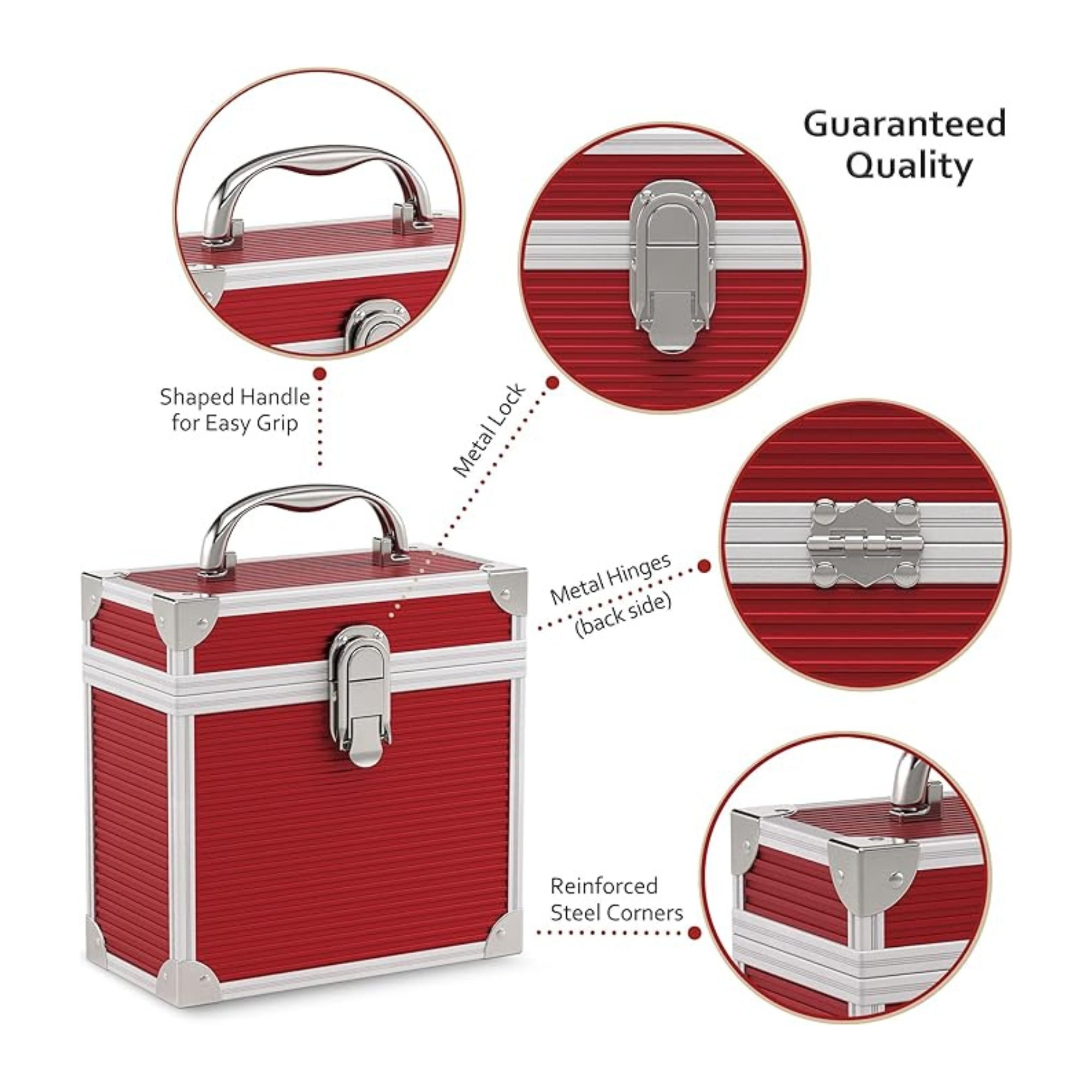 7 inch Aluminium EP Vinyl Case with 35 PP sleeve - Red