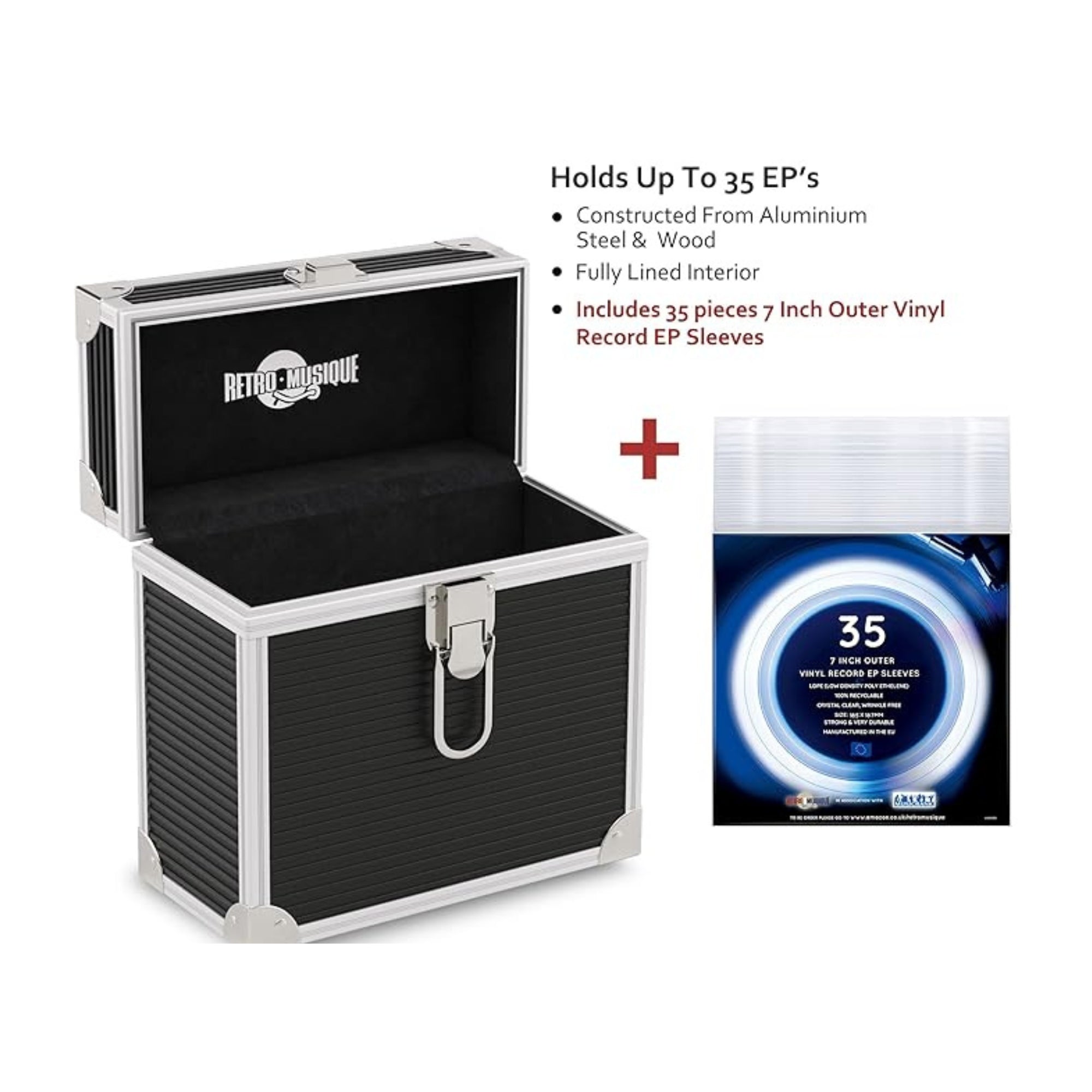7 inch Aluminium EP Vinyl Case with 35 PP sleeve - Black