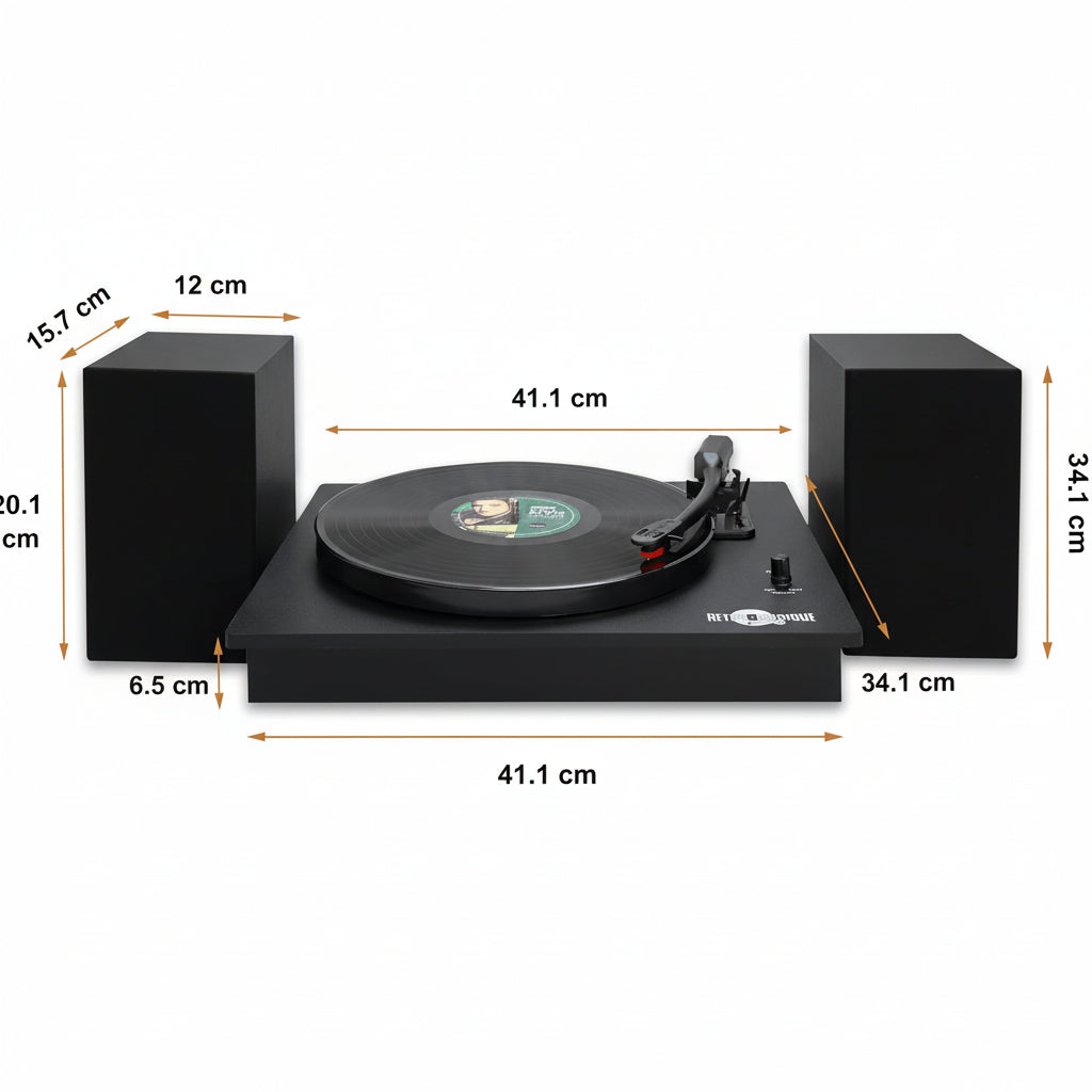 Table Top Bluetooth Turntable Record Player, With External Speakers