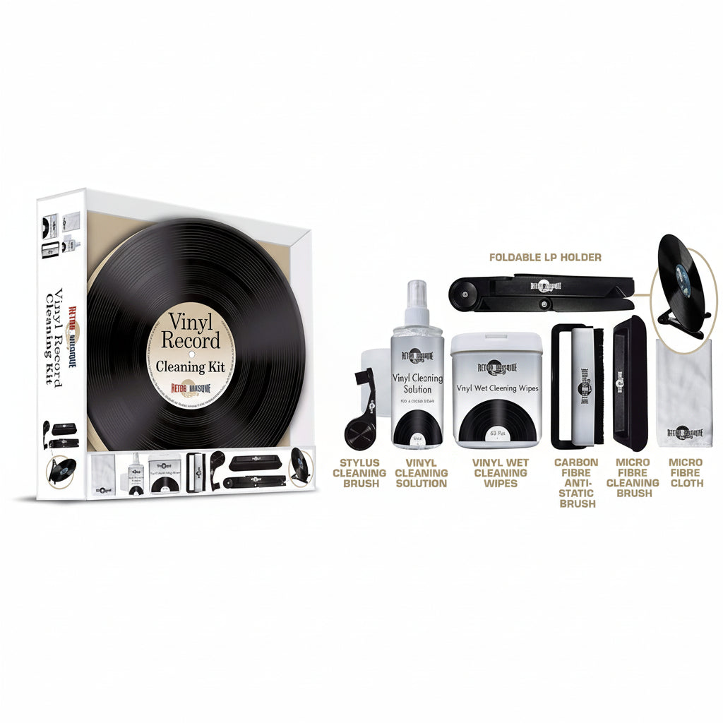 Vinyl Record Cleaning Kit with foldable LP stand
