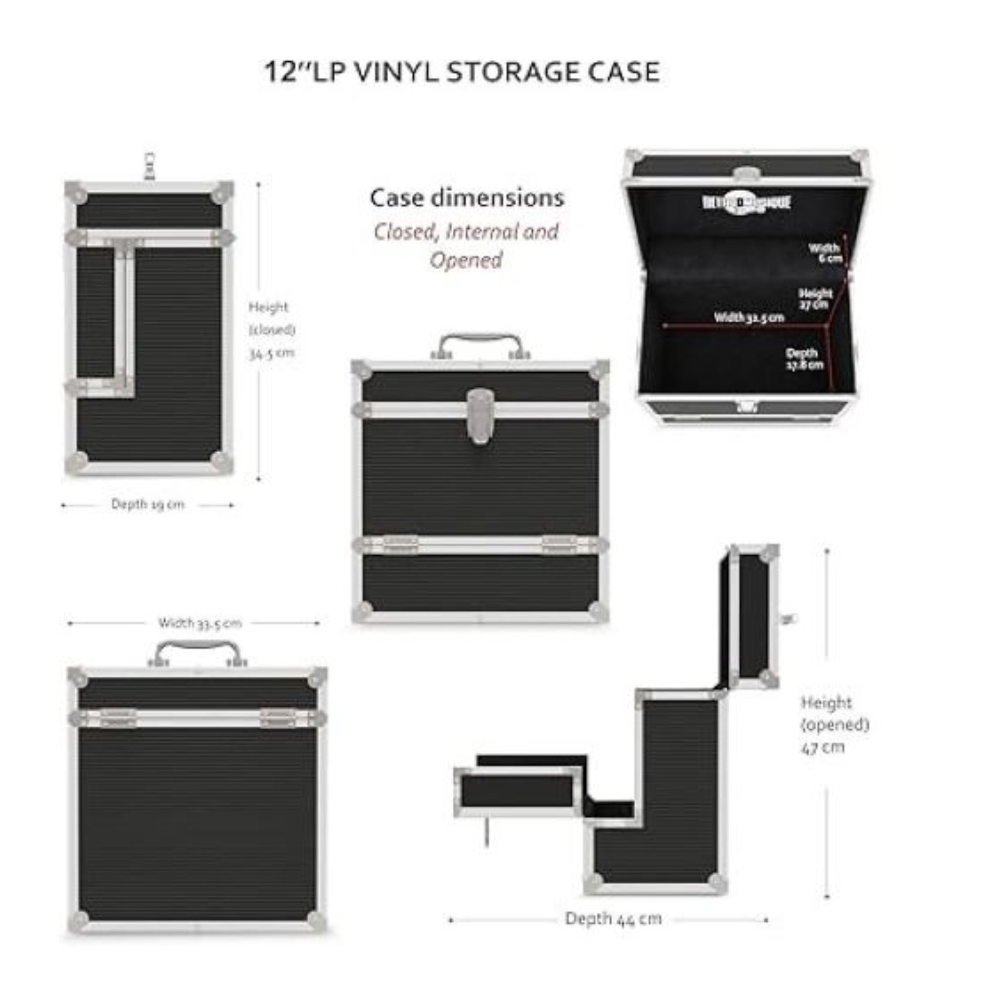 12 & 7 inch Aluminium LP & EP Vinyl Cases with 40 & 35 PP sleeves, Black
