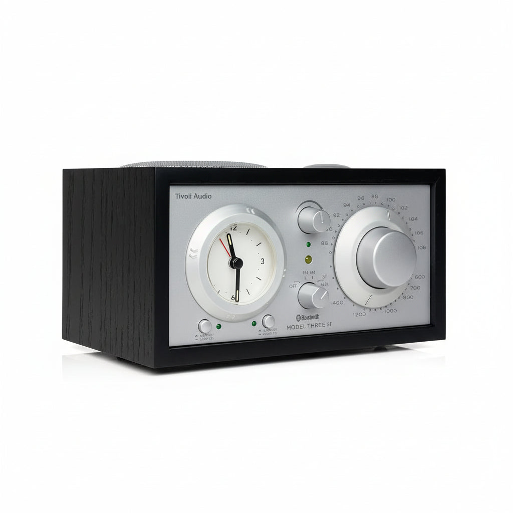 Tivoli Audio - Model Three Clock AM FM Radio with Bluetooth - Black Ash / Silver