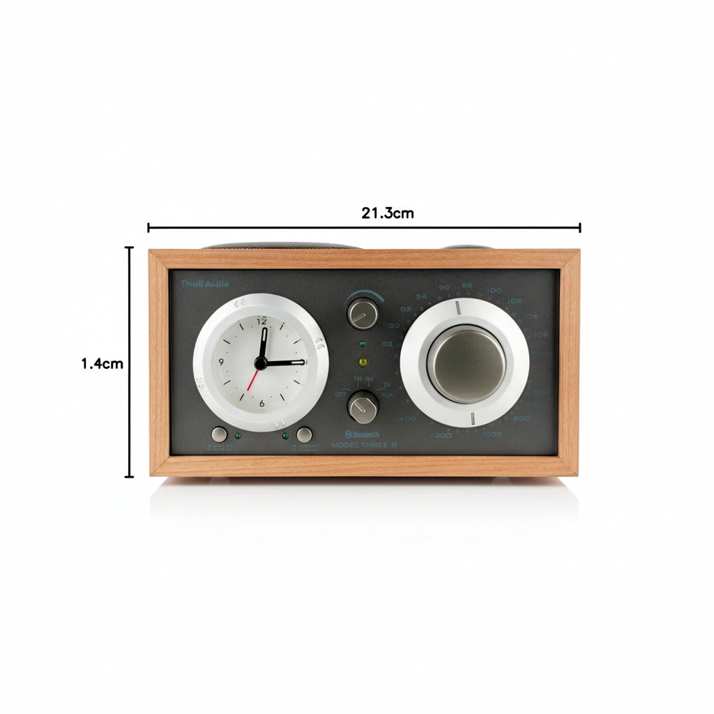 Tivoli Audio - Model Three Clock Radio with Bluetooth, AM/FM - Cherry / Metallic Taupe